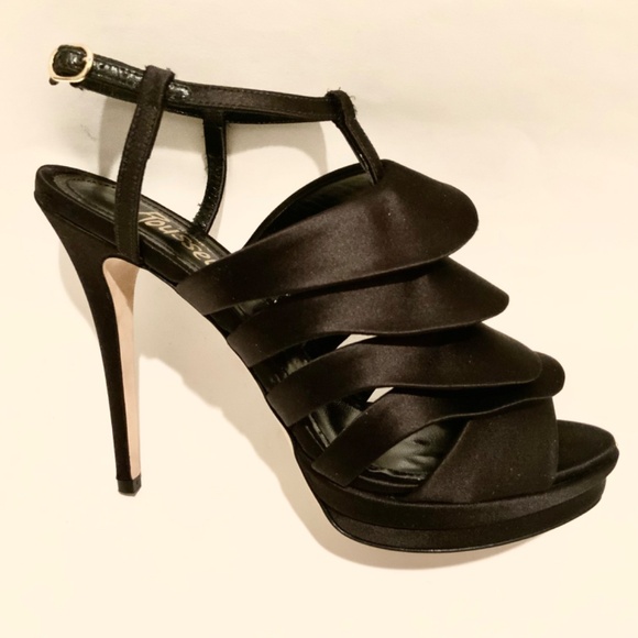 Jerome C. Rousseau Quorra Black Open Toe Pumps Stiletto Heel Fashionable Shoes - Picture 12 of 13